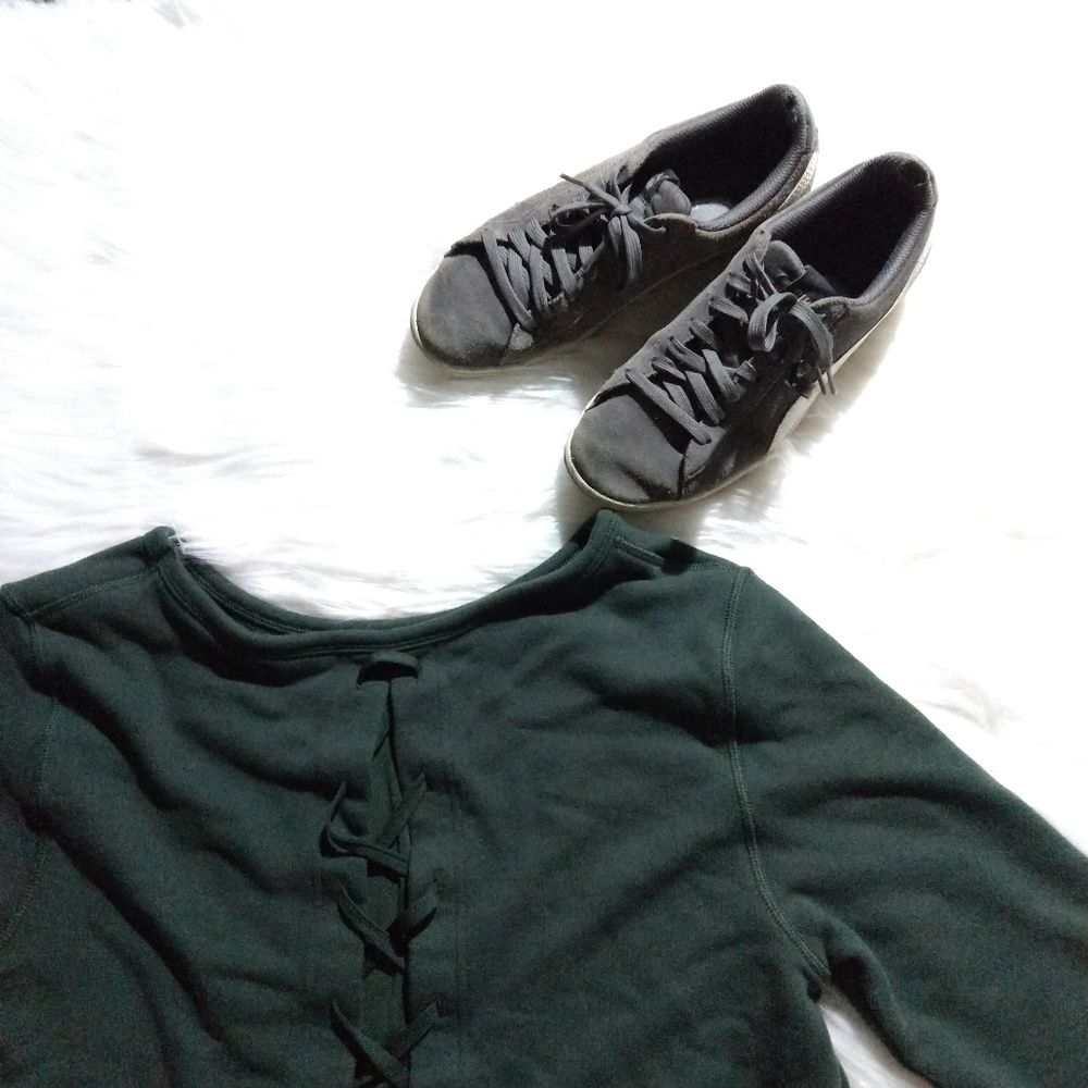 AVIA french terry lace up back pullover sweatshirt - Picture 3 of 8